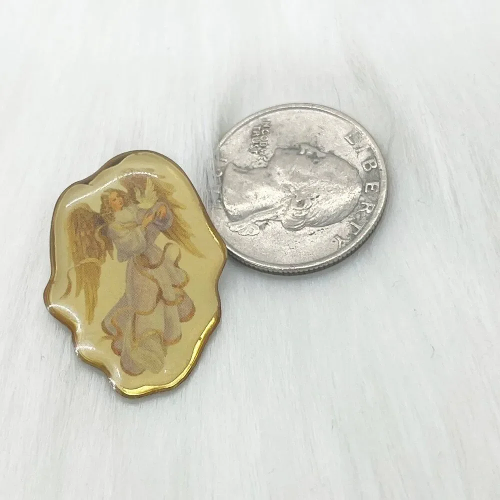 🔮 5/$25‎ Vintage Guardian Angel Holding Dove Pin